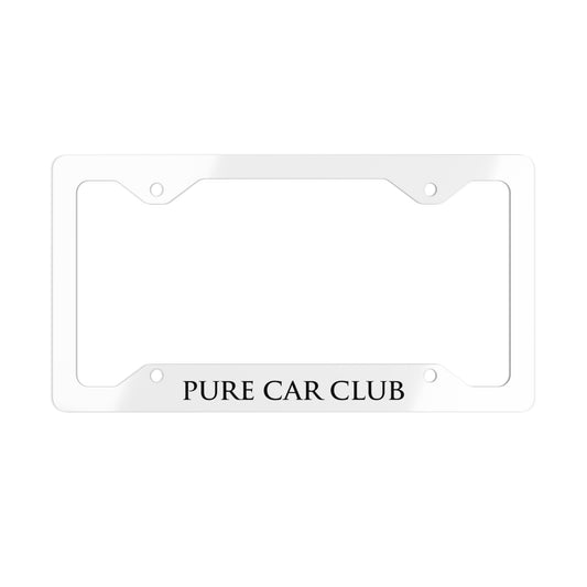 Pure Car Club Metal License Plate Frame White